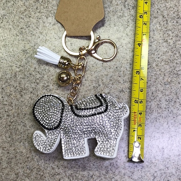 ALABAMA FANS Elephant Keychain white/blK crystal - Picture 5 of 6